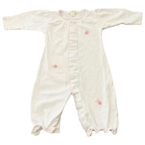Kissy Kissy Baby White Cotton Embroidered Strawberries One Piece. Newborn. NB.
